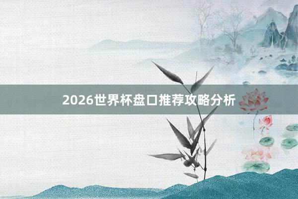 2026世界杯盘口推荐攻略分析