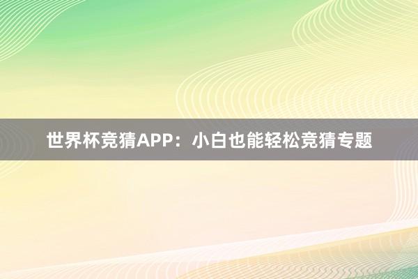 世界杯竞猜APP：小白也能轻松竞猜专题