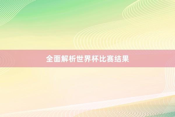 全面解析世界杯比赛结果