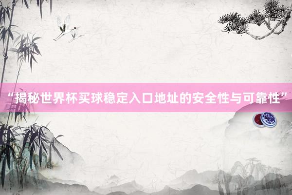 “揭秘世界杯买球稳定入口地址的安全性与可靠性”